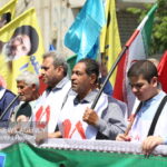 تجدید میثاق کفن پوشان ورامینی با امام شهید در میدان فلسطین تهران