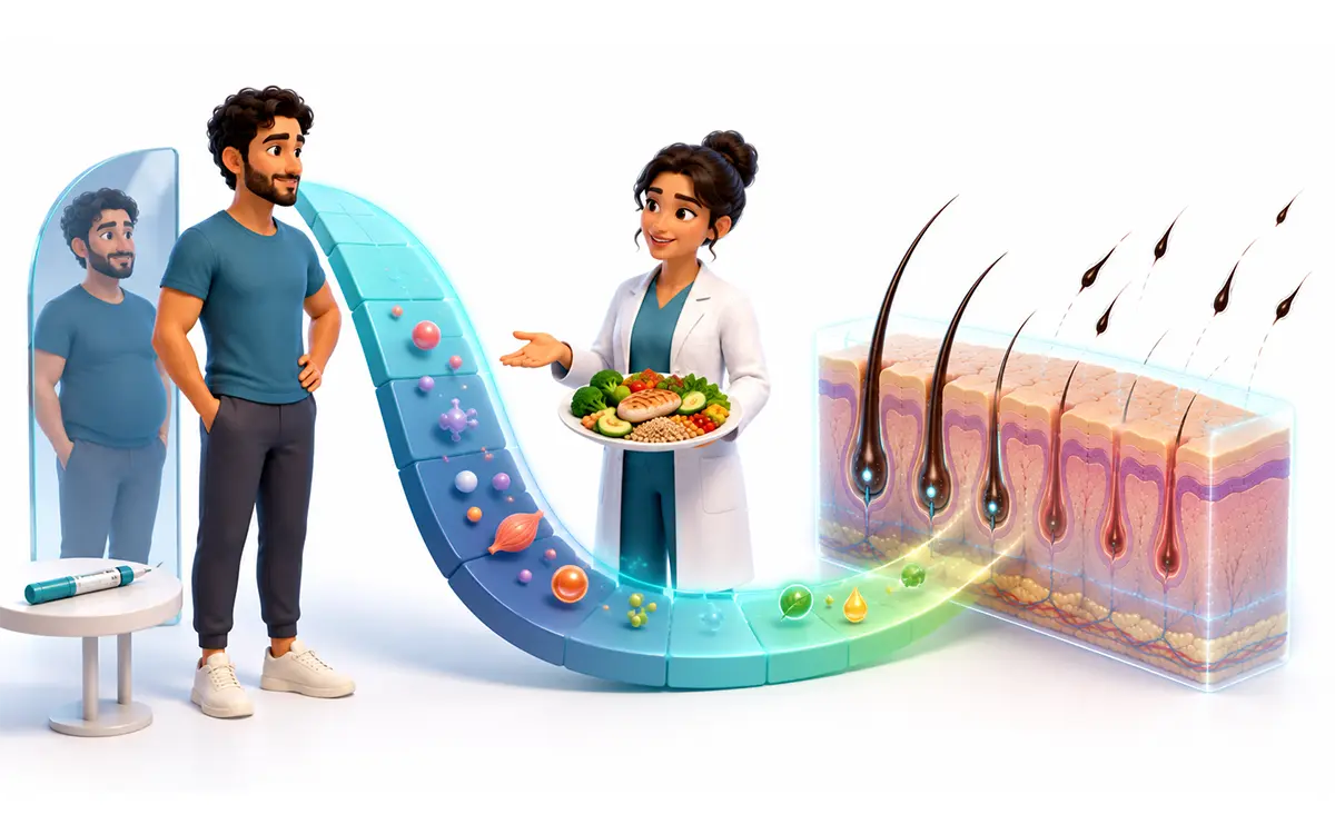 بعد از قطع ماینوکسیدیل چه اتفاقی میافتد؟ آیا ریزش مو برمیگردد؟ ارتباط کاهش وزن سریع و کمبود مواد مغذی با ریزش مو هنگام مصرف آمپول لاغری